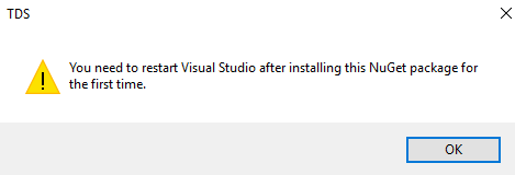 Restart Visual Studio after installing the NuGet Package for the first time